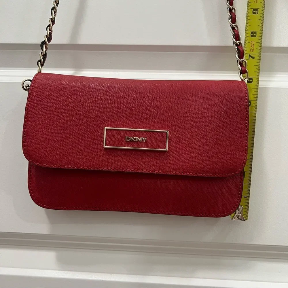 DKNY Saffiano Leather Red Crossbody Bag